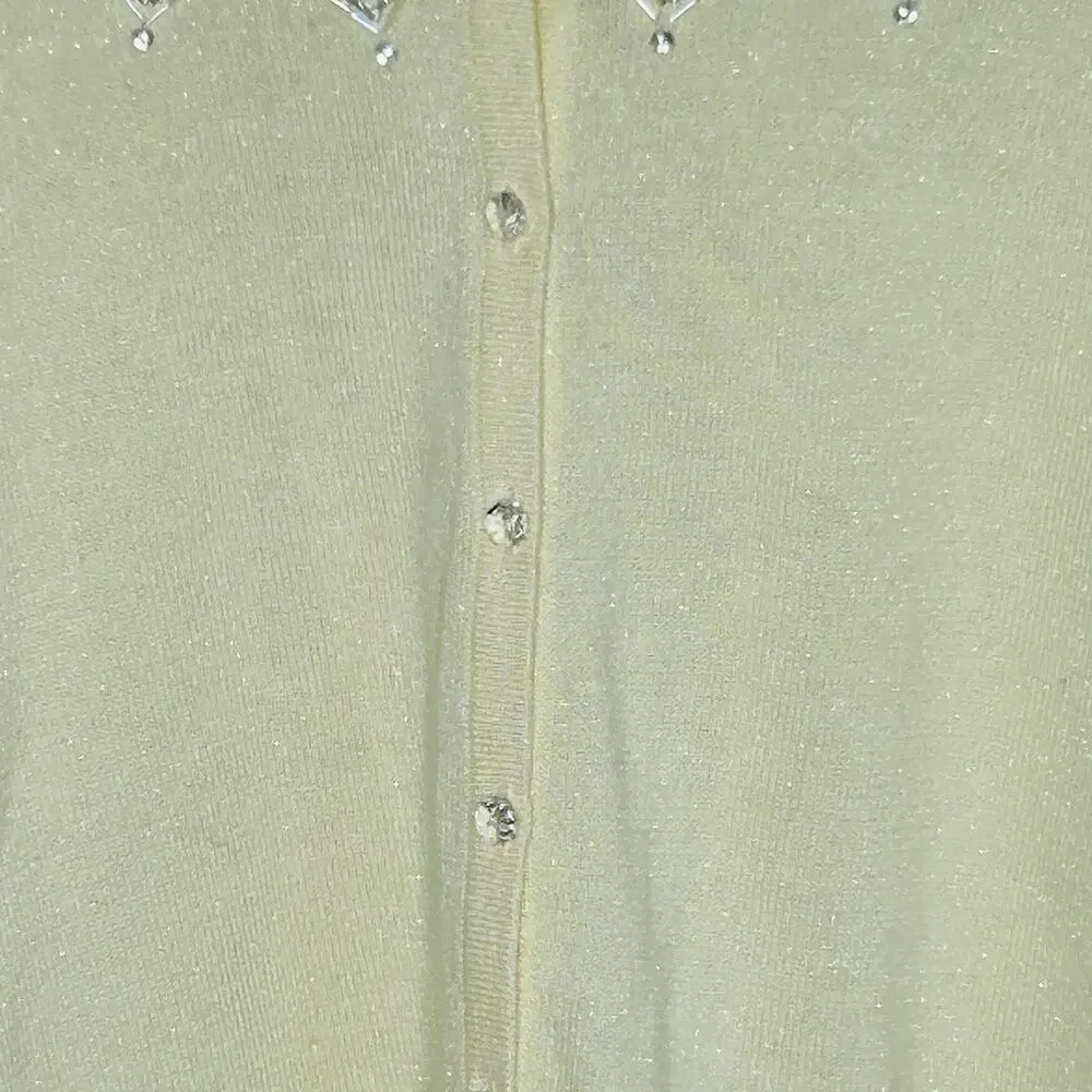 Bob Mackie Cardigan 1X Yellow Beads Sequins Sparkle Buttons Art to Wear‎ Sweater